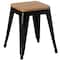 Vintiquewise 17-in. Medium Decorative Accent Bar Stool for Indoor and Outdoor, Wooden Brown and Metal Black QI004465.M - alternate 1